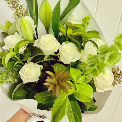 White & Green Florals